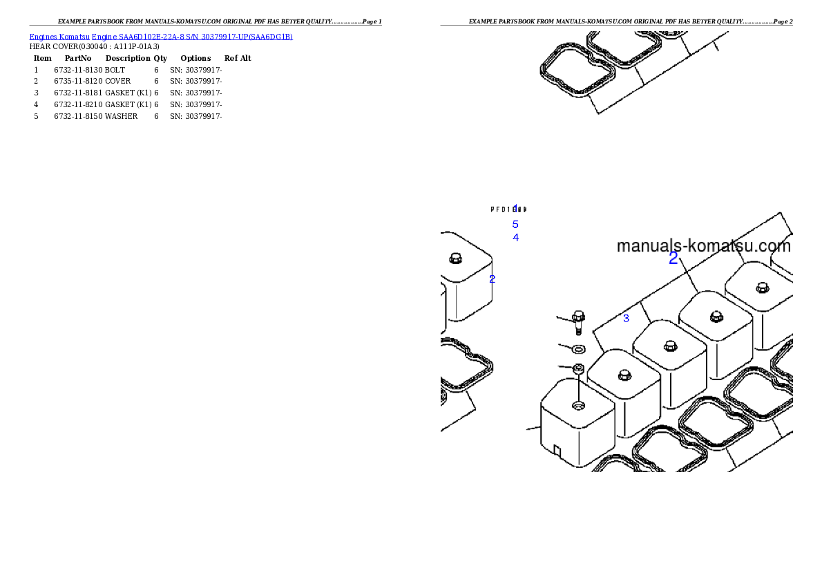 Protected: Engine SAA6D102E-22A-8 S/N 30379917-UP Partsbook