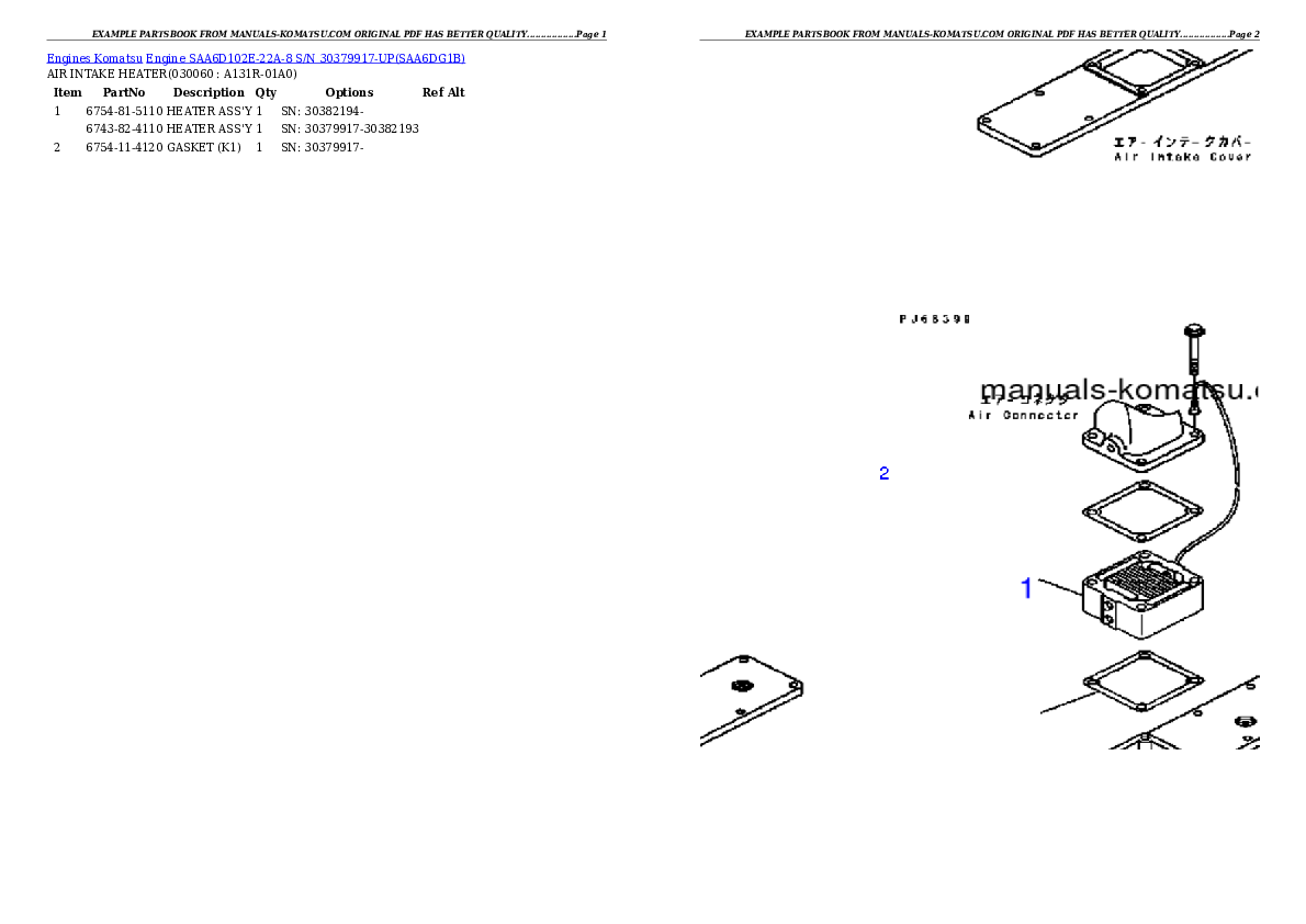 Protected: Engine SAA6D102E-22A-8 S/N 30379917-UP Partsbook