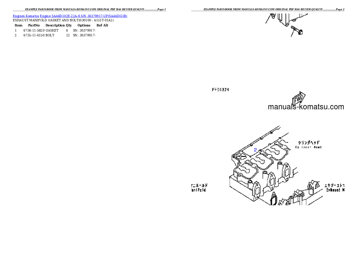 Protected: Engine SAA6D102E-22A-8 S/N 30379917-UP Partsbook