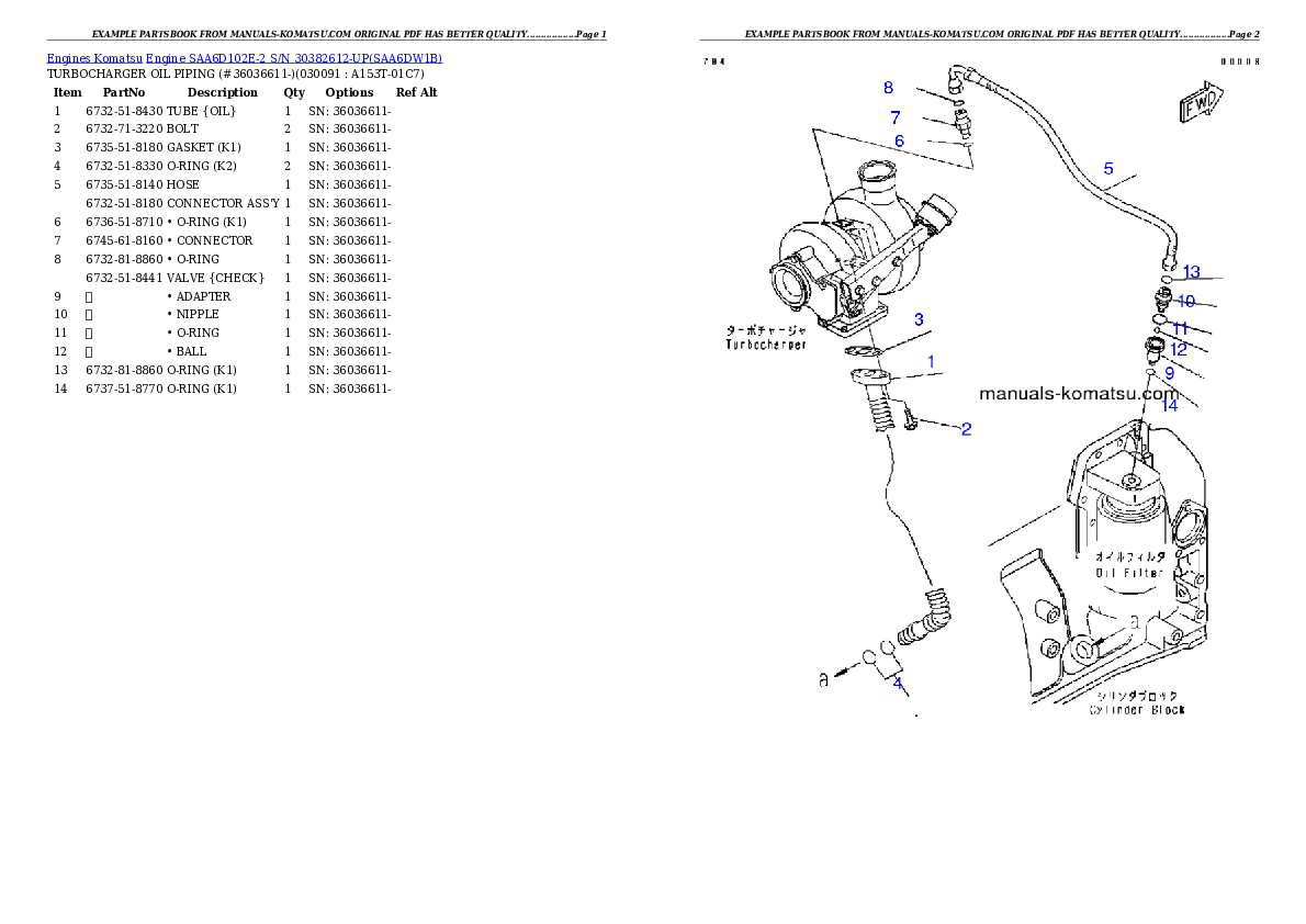 Protected: Engine SAA6D102E-2 S/N 30382612-UP Partsbook