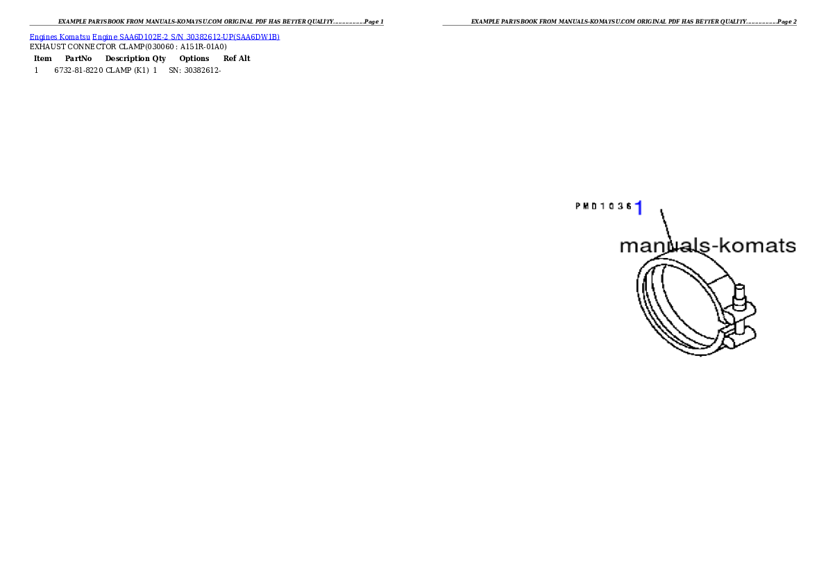 Protected: Engine SAA6D102E-2 S/N 30382612-UP Partsbook
