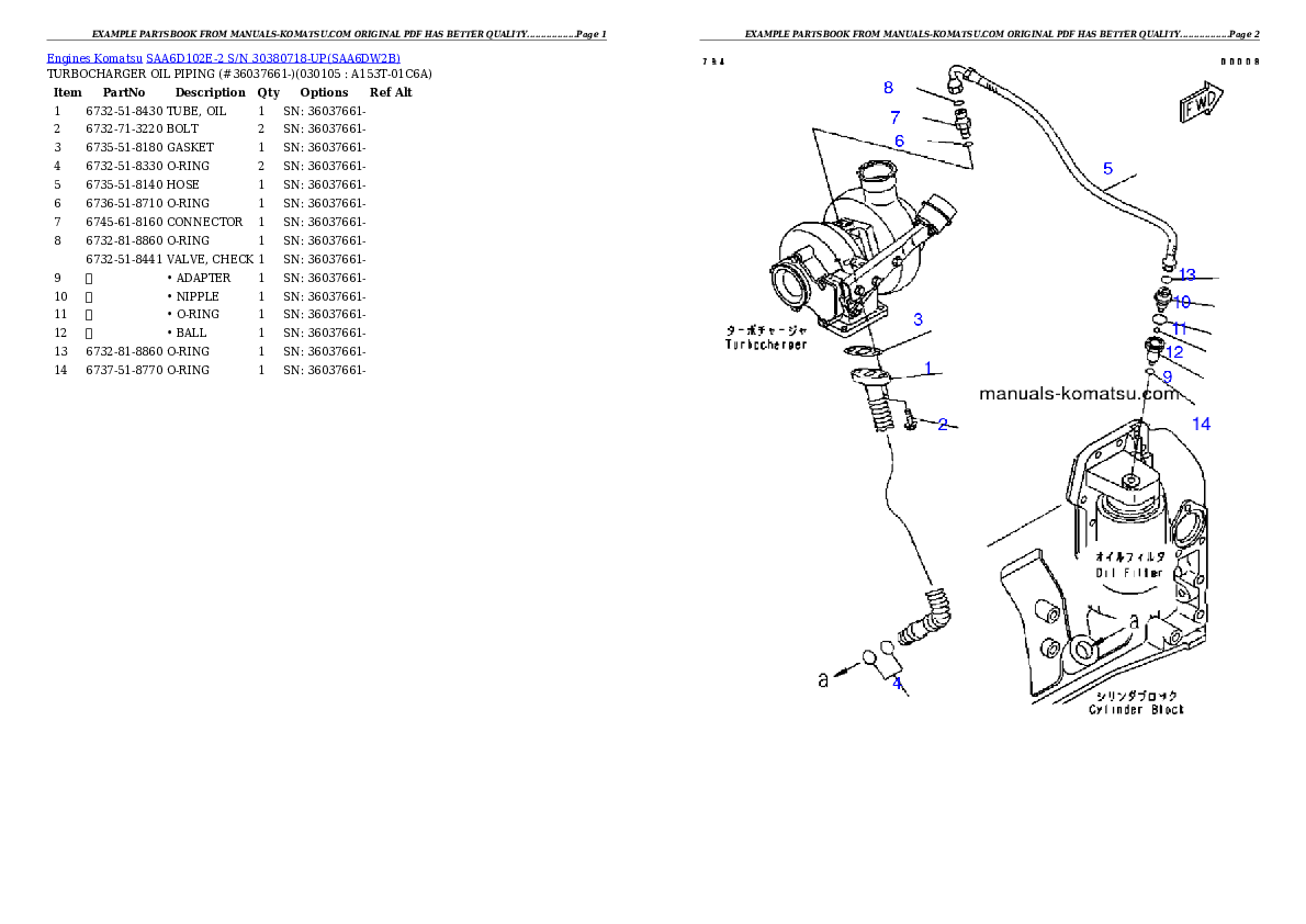 Protected: SAA6D102E-2 S/N 30380718-UP Partsbook