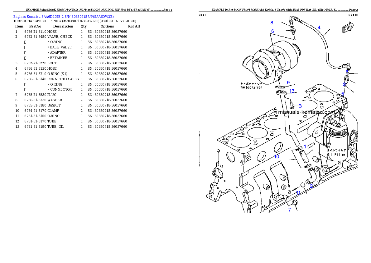 Protected: SAA6D102E-2 S/N 30380718-UP Partsbook