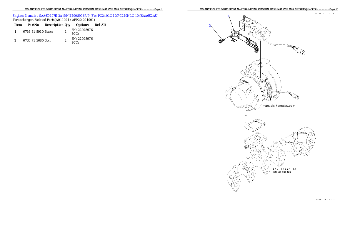 Protected: SAA6D107E-2A S/N 22008976-UP (For PC240LC-10/PC240NLC-10) Partsbook