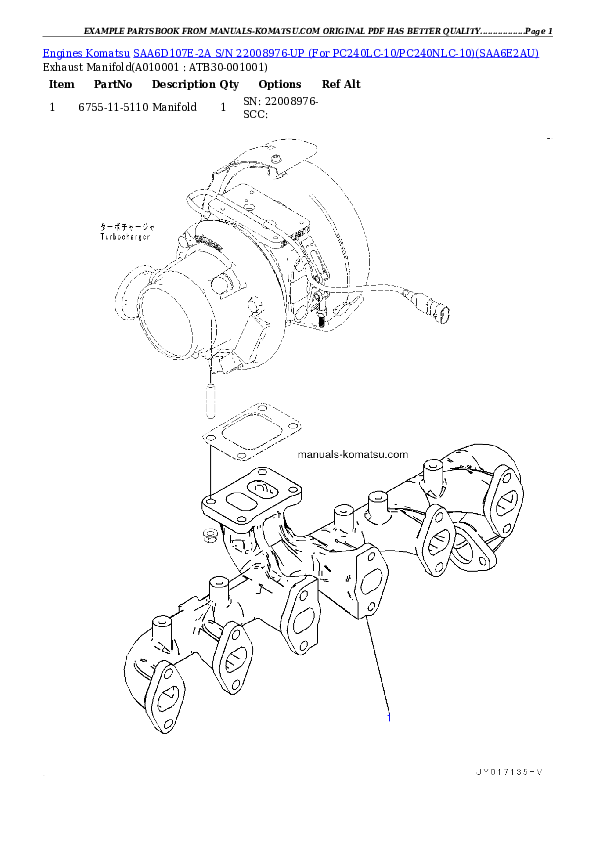 Protected: SAA6D107E-2A S/N 22008976-UP (For PC240LC-10/PC240NLC-10) Partsbook
