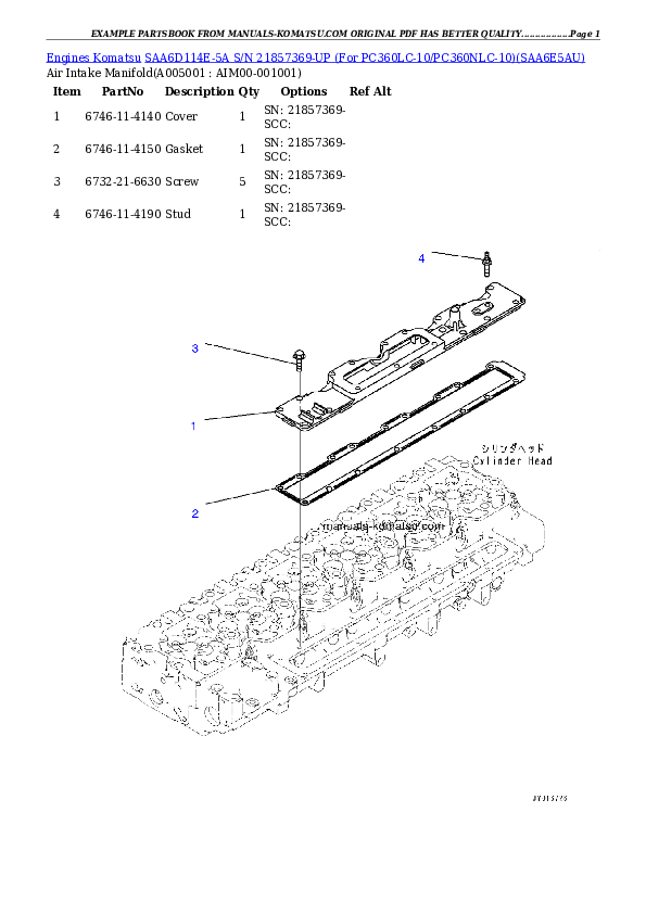 Protected: SAA6D114E-5A S/N 21857369-UP (For PC360LC-10/PC360NLC-10) Partsbook