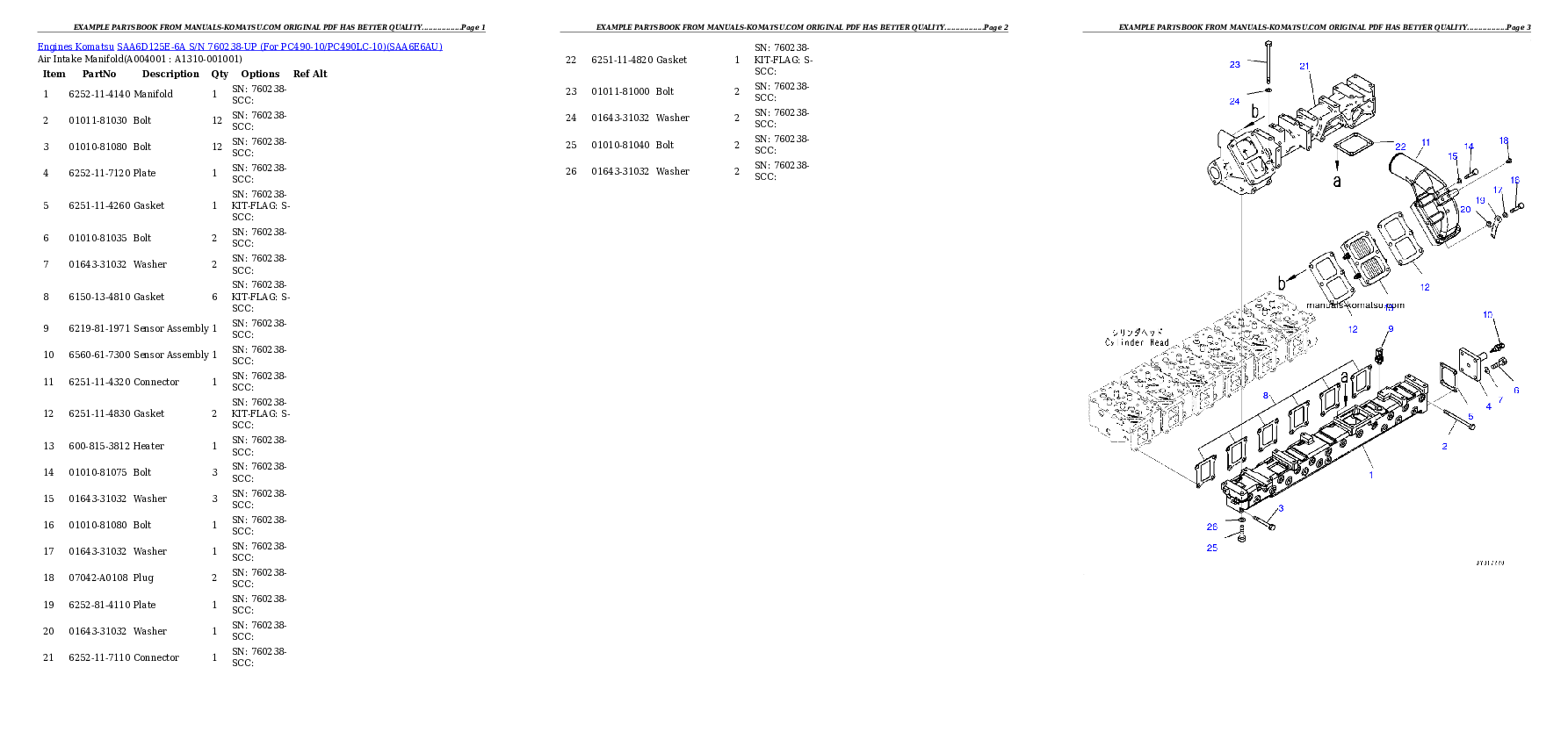 Protected: SAA6D125E-6A S/N 760238-UP (For PC490-10/PC490LC-10) Partsbook