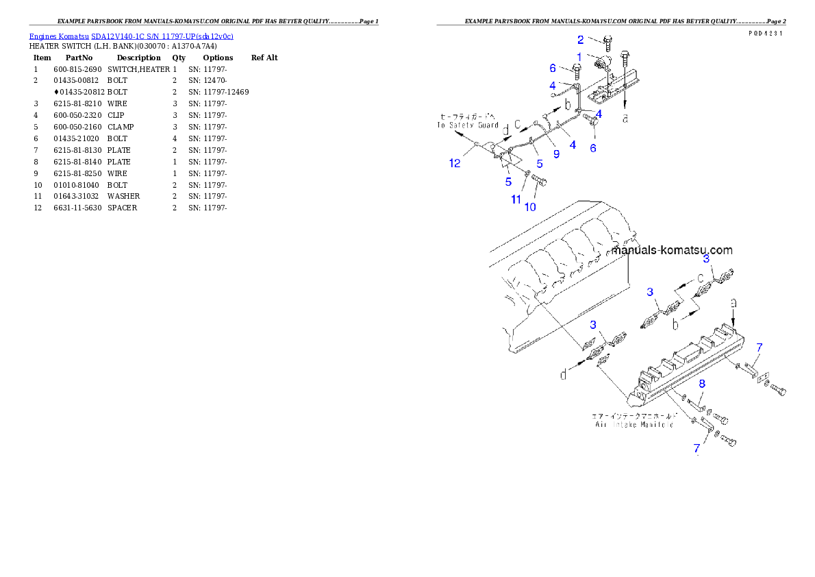 Protected: SDA12V140-1C S/N 11797-UP Partsbook