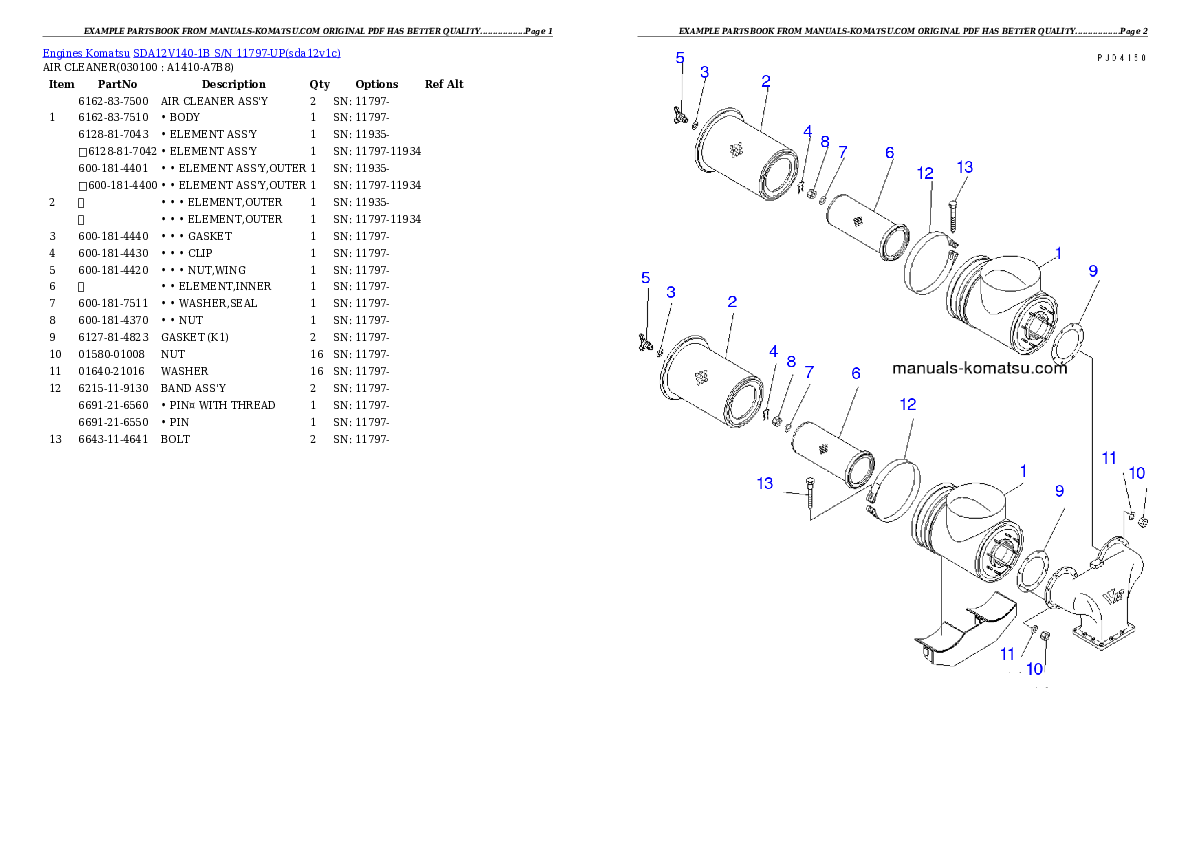 Protected: SDA12V140-1B S/N 11797-UP Partsbook
