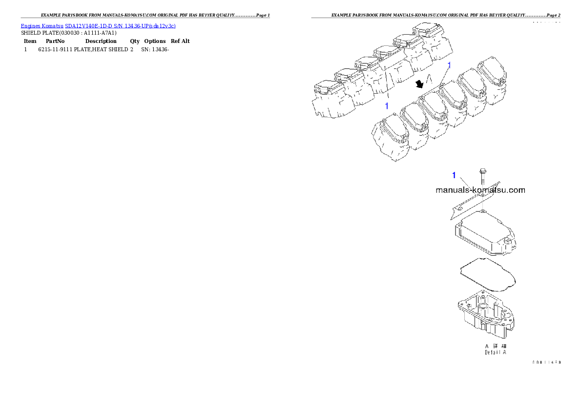 SDA12V140E-1D-D S/N 13436-UP Partsbook