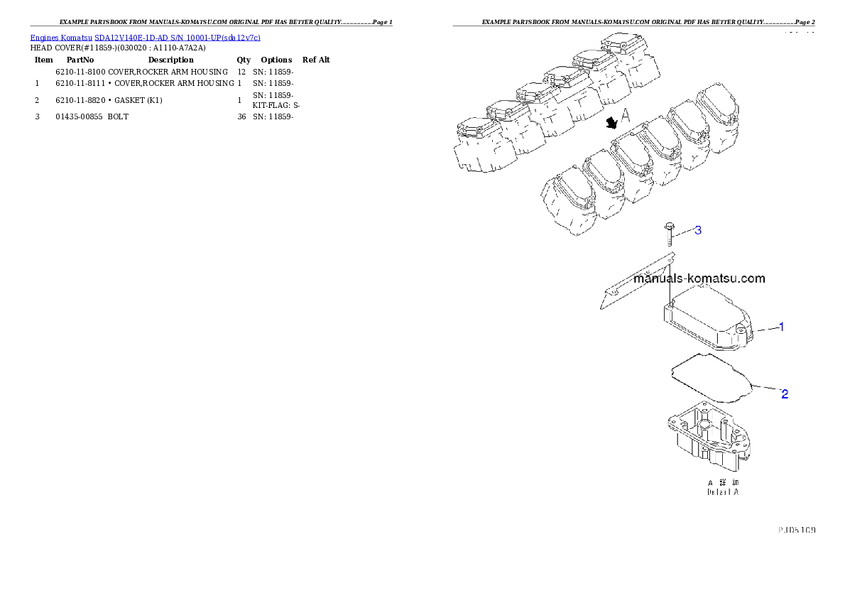 SDA12V140E-1D-AD S/N 10001-UP Partsbook