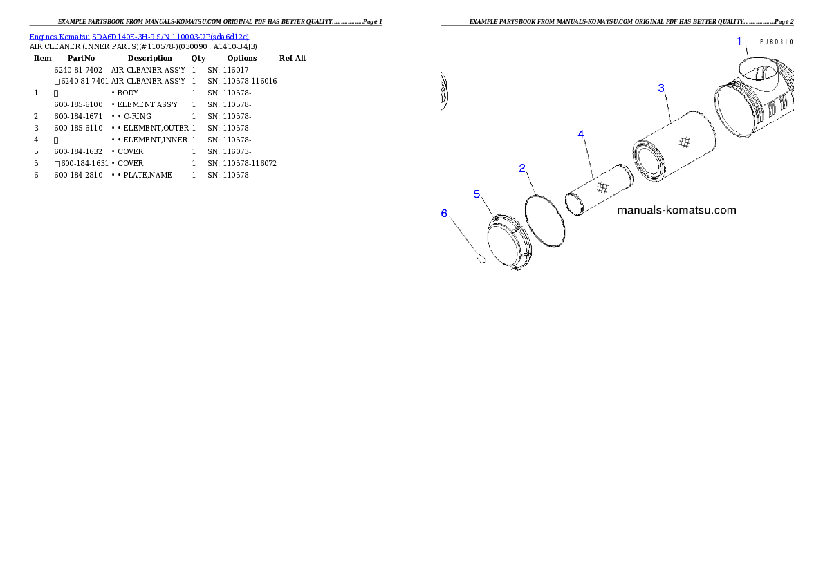 Protected: SDA6D140E-3H-9 S/N 110003-UP Partsbook