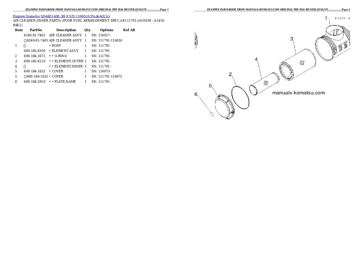 Protected: SDA6D140E-3H-9 S/N 110003-UP Partsbook