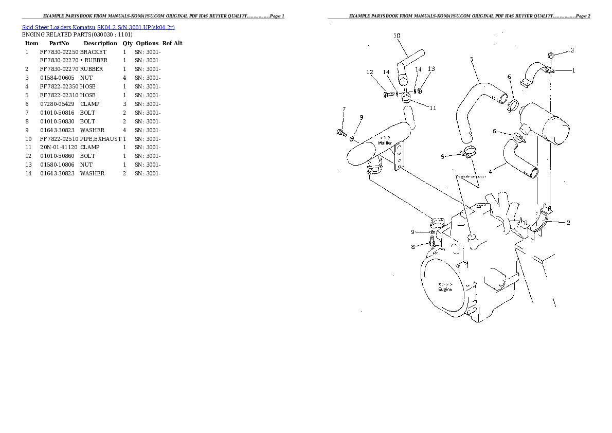 SK04-2 S/N 3001-UP Partsbook