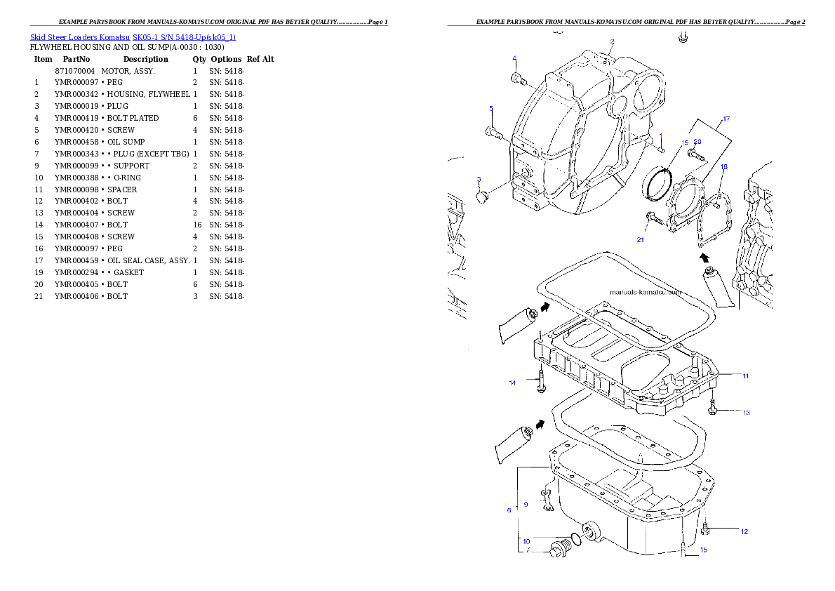 SK05-1 S/N 5418-Up Partsbook