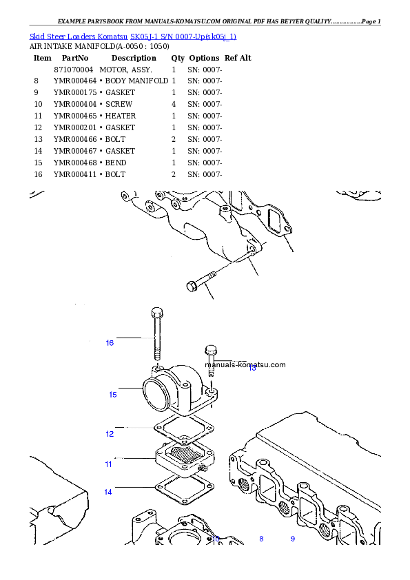 Protected: SK05J-1 S/N 0007-Up Partsbook
