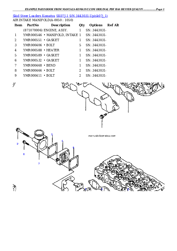 Protected: SK07J-1 S/N 3443031-Up Partsbook