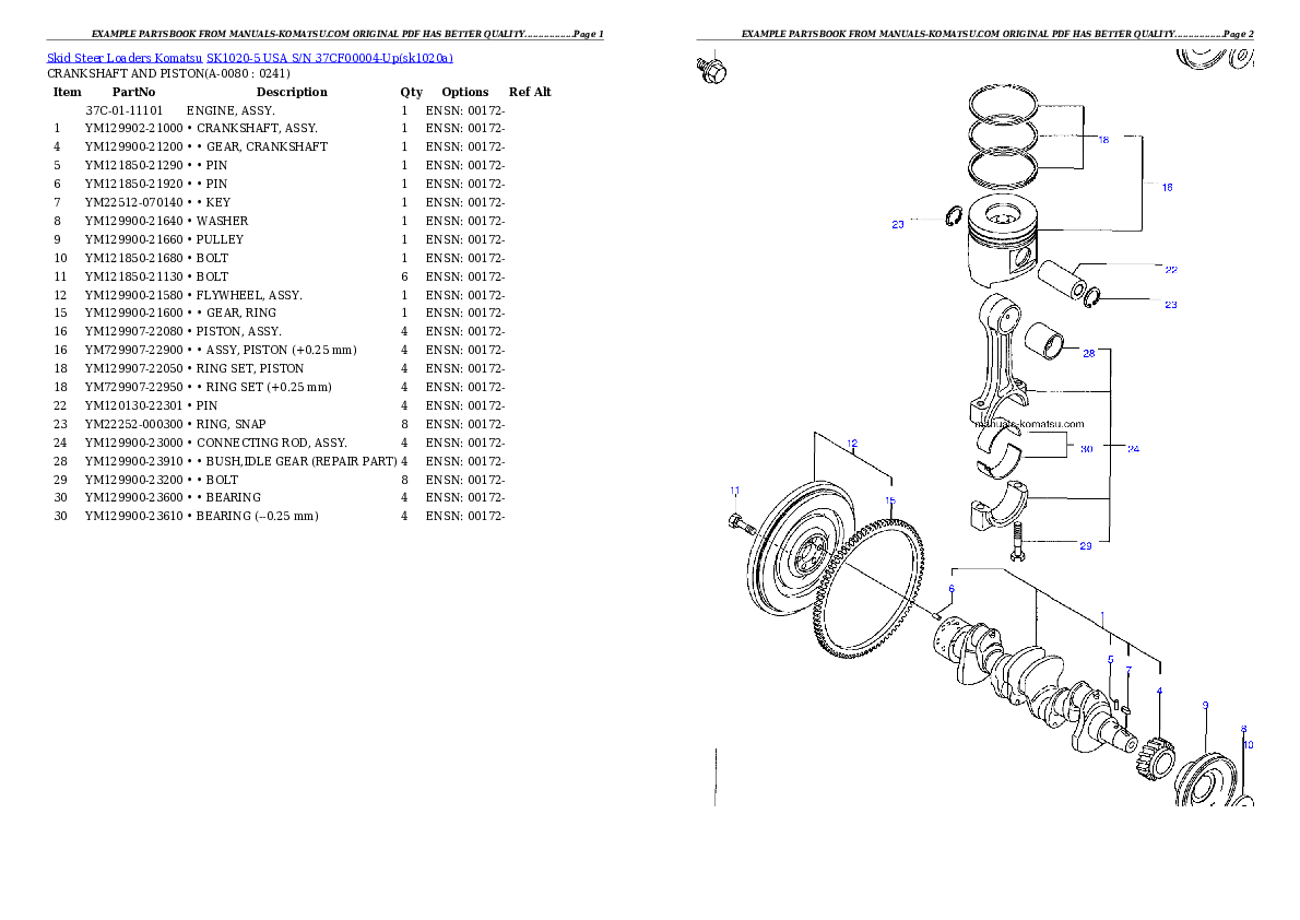 Protected: SK1020-5 USA S/N 37CF00004-Up Partsbook