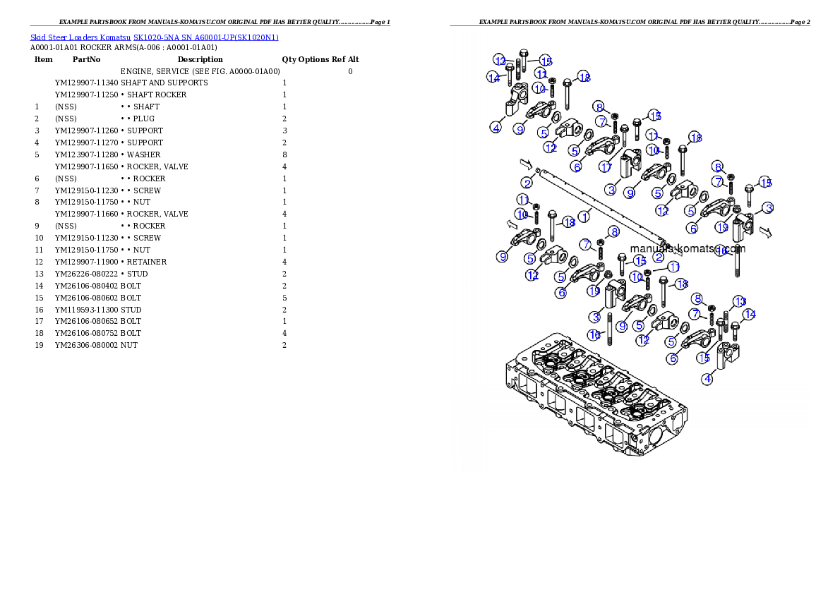 Protected: SK1020-5NA SN A60001-UP Partsbook