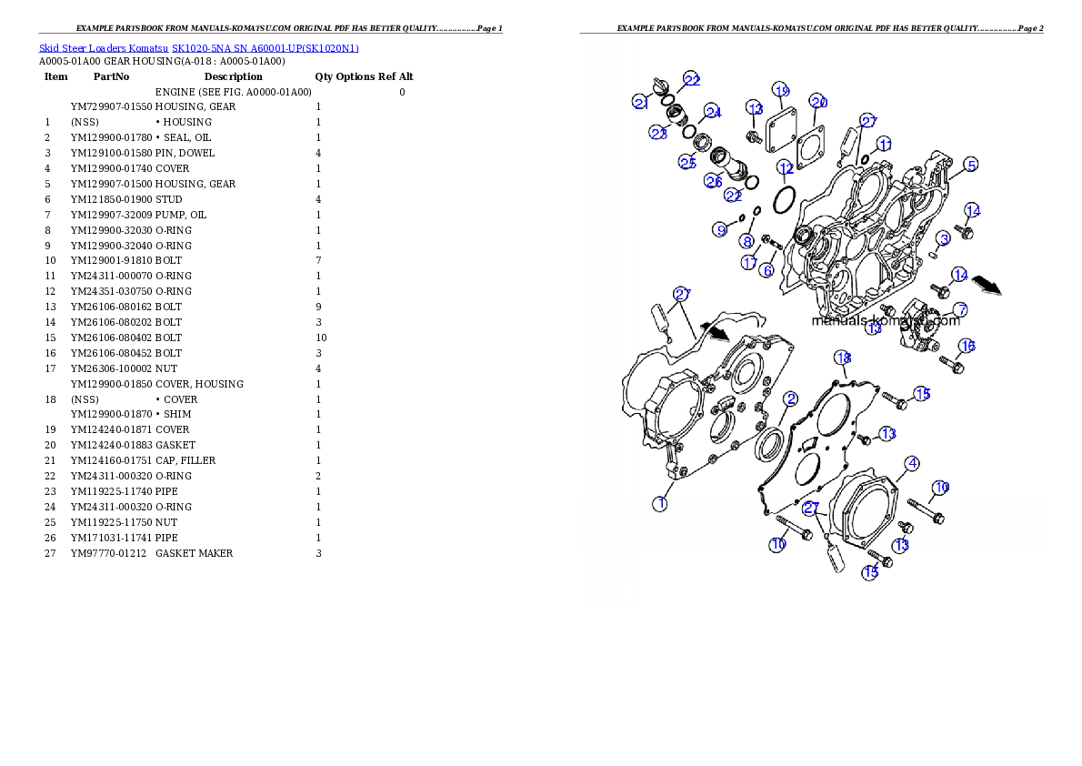 Protected: SK1020-5NA SN A60001-UP Partsbook