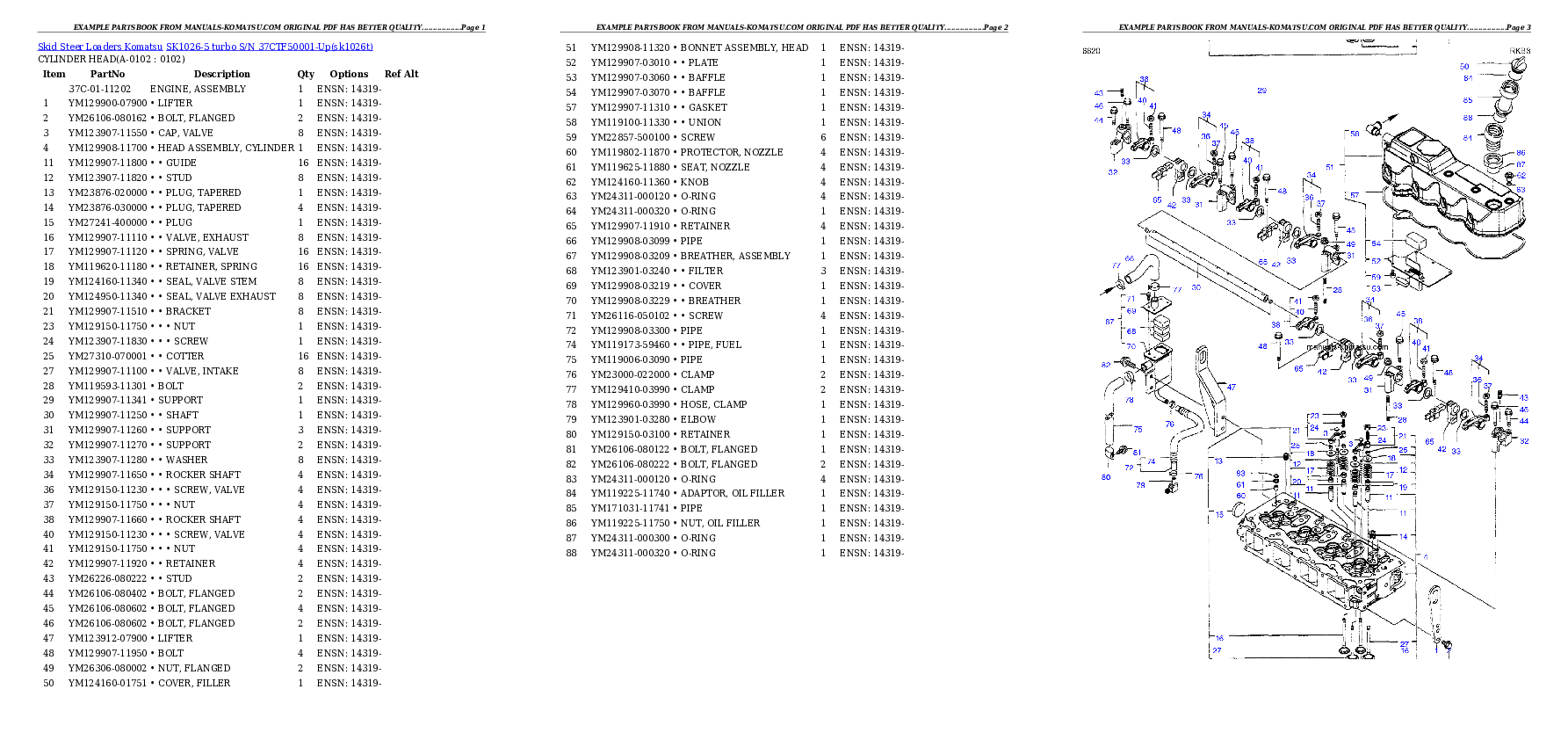 SK1026-5 turbo S/N 37CTF50001-Up Partsbook