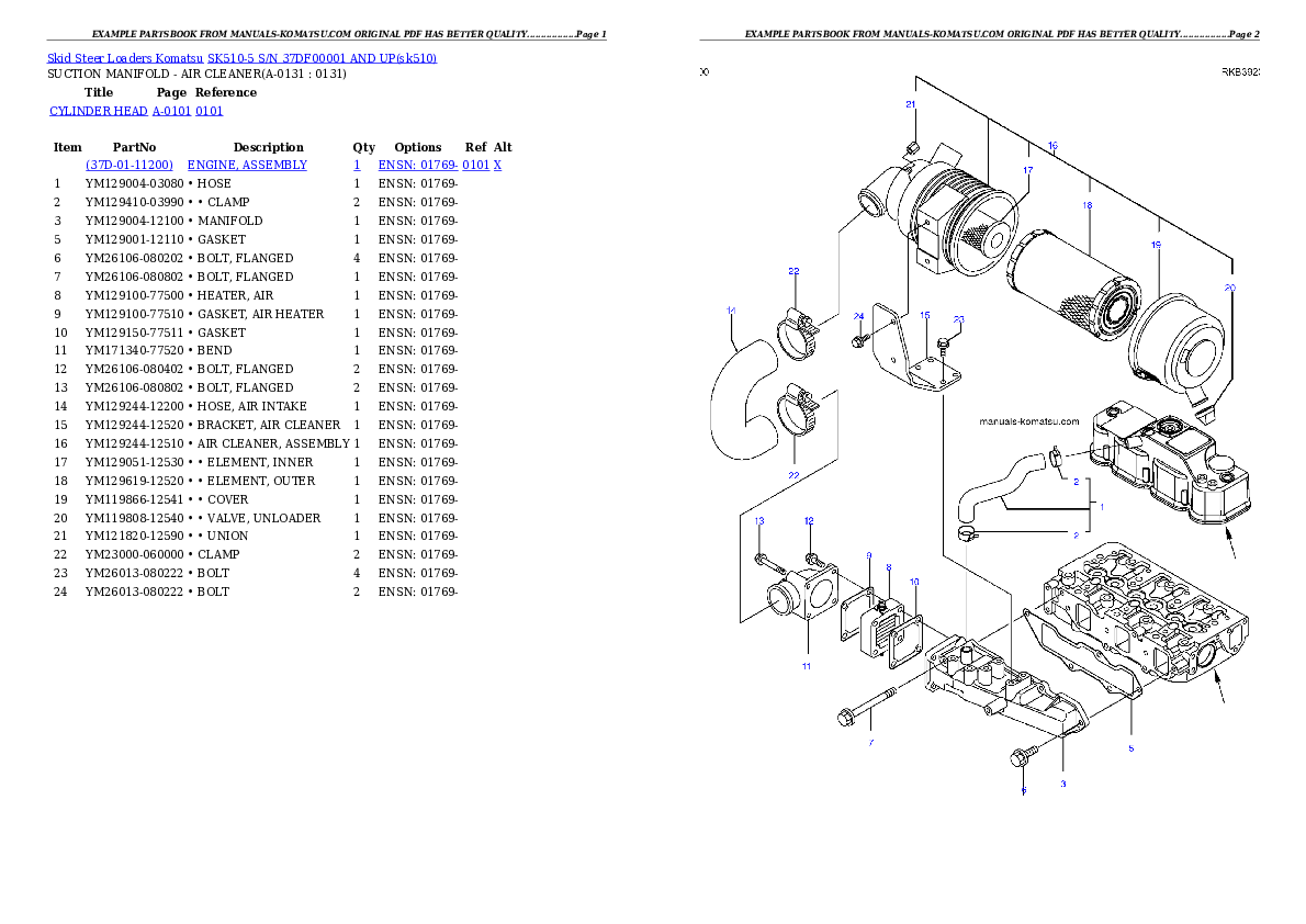 SK510-5 S/N 37DF00001-Up Partsbook