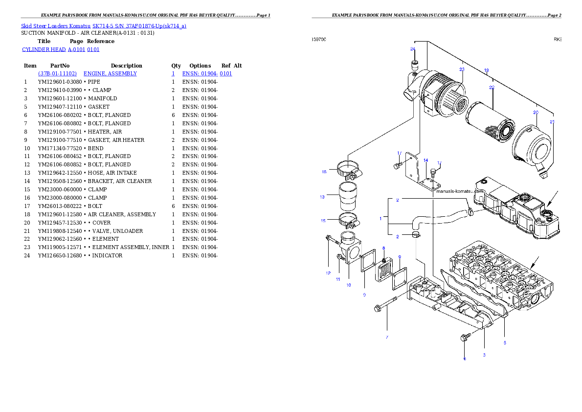 SK714-5 S/N 37AF01876-Up Partsbook