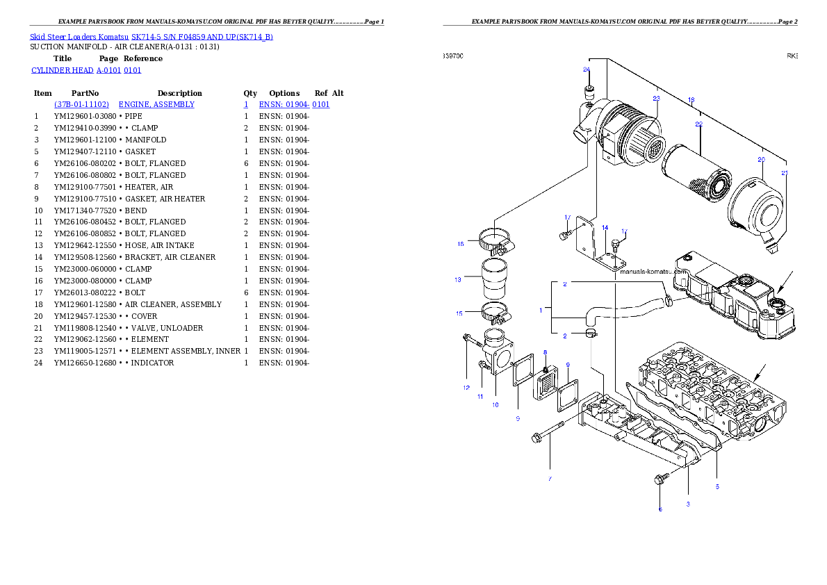 SK714-5 S/N F04859 AND UP Partsbook