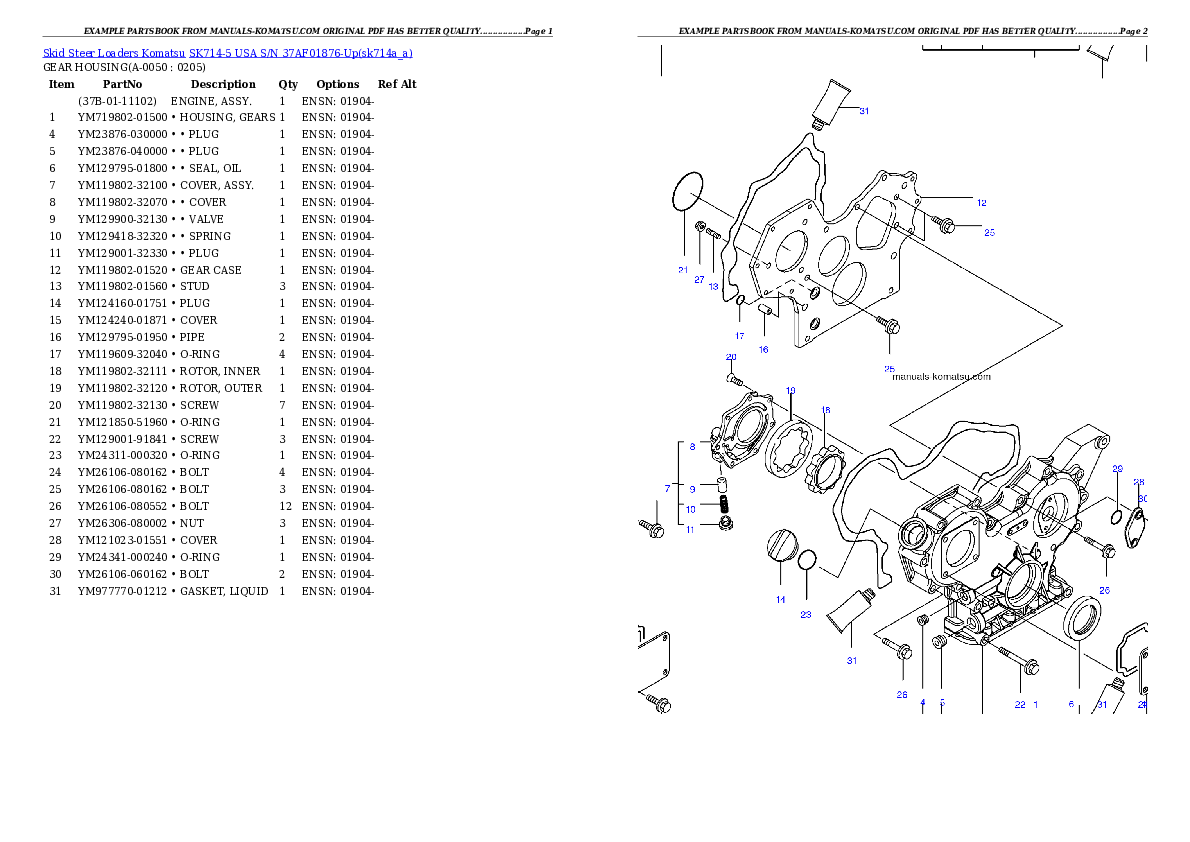 Protected: SK714-5 USA S/N 37AF01876-Up Partsbook