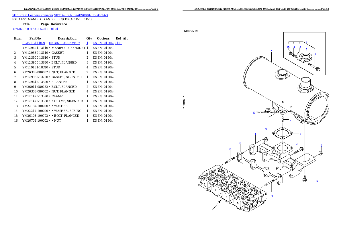 SK714-5 S/N 37AFS0001-Up Partsbook