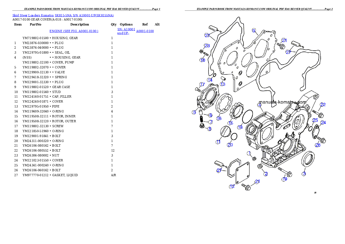 Protected: SK815-5NA S/N A10001-UP Partsbook