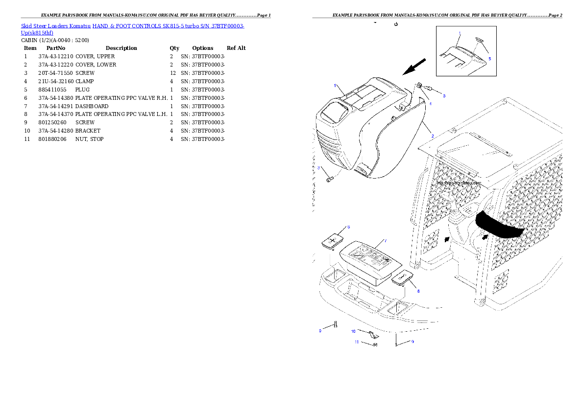 Protected: HAND & FOOT CONTROLS SK815-5 turbo S/N 37BTF00003-Up Partsbook