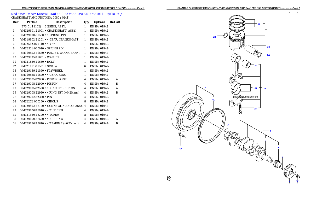 Protected: SK818-5 (USA VERSION) S/N 37BF50111-Up Partsbook