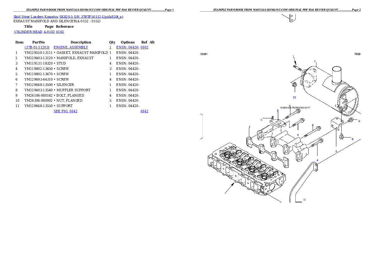 Protected: SK820-5 S/N 37BTF50112-Up Partsbook