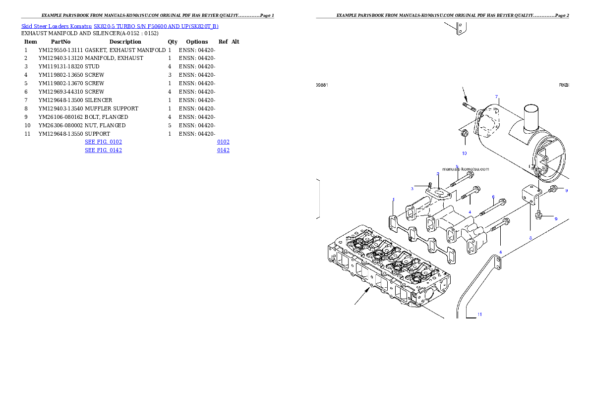 Protected: SK820-5 TURBO S/N F50600 AND UP Partsbook