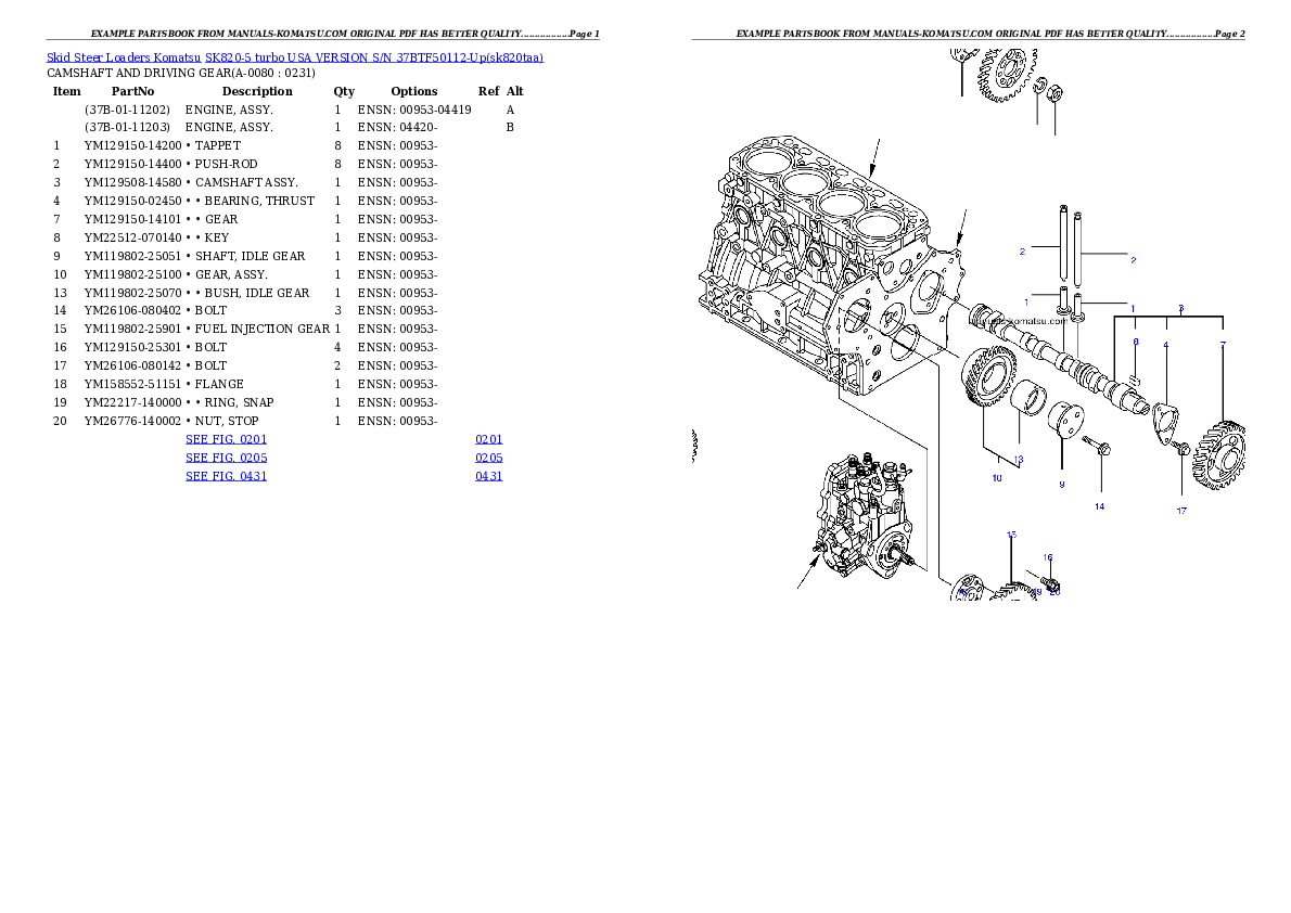 Protected: SK820-5 turbo USA VERSION S/N 37BTF50112-Up Partsbook