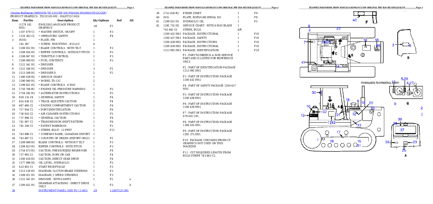 TD-12C/CXP S/N P020501-P020901 Partsbook