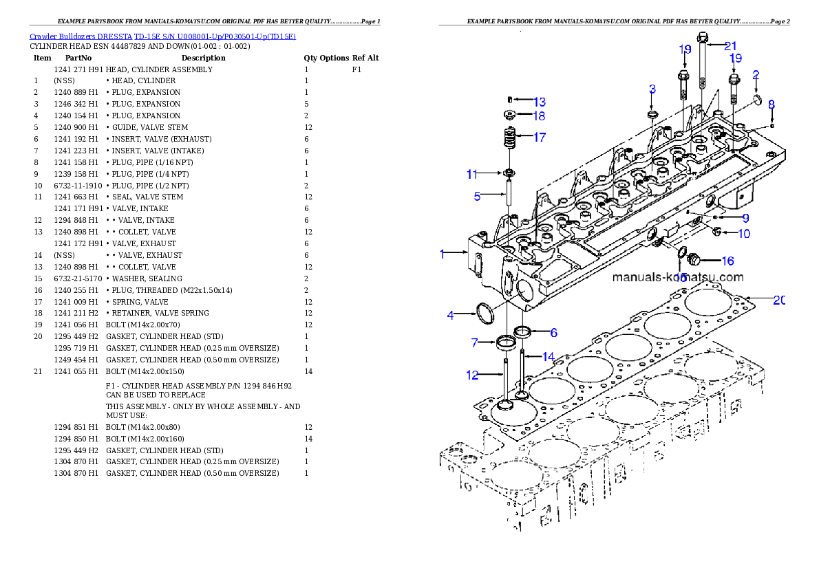 TD-15E S/N U008001-Up/P030501-Up Partsbook