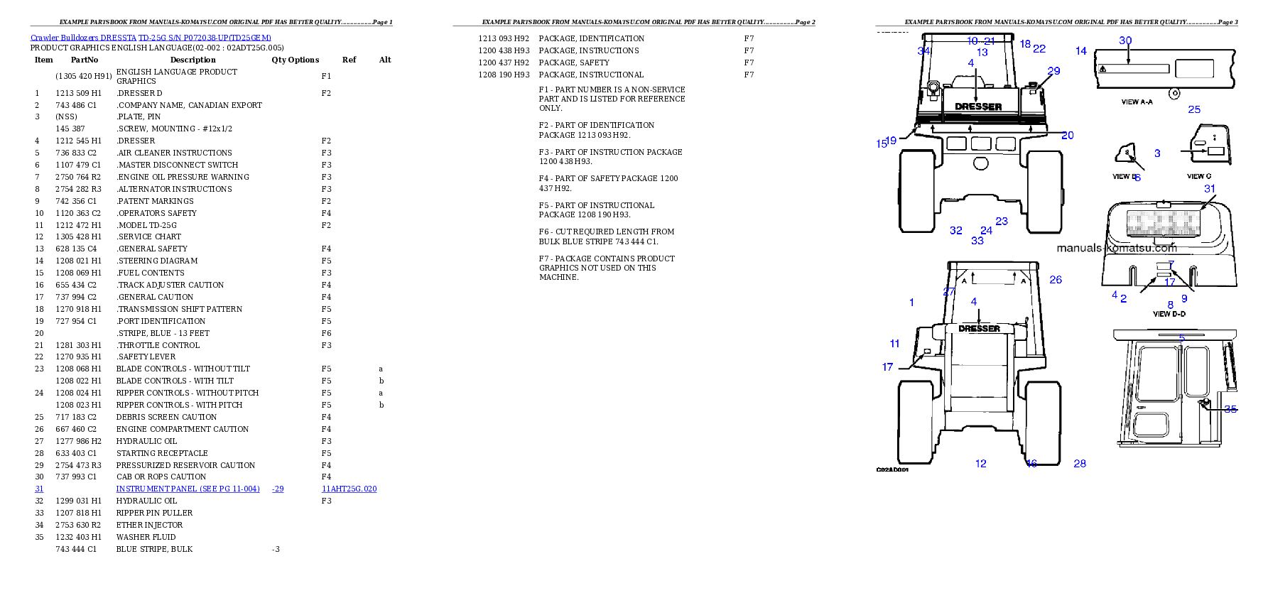 TD-25G S/N P072038-UP Partsbook
