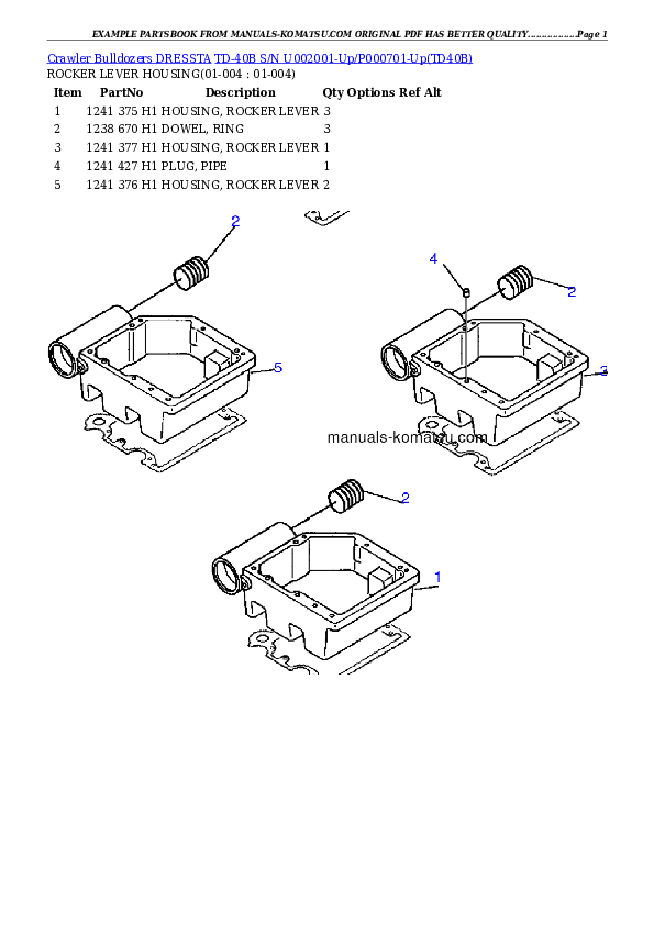TD-40B S/N U002001-Up/P000701-Up Partsbook
