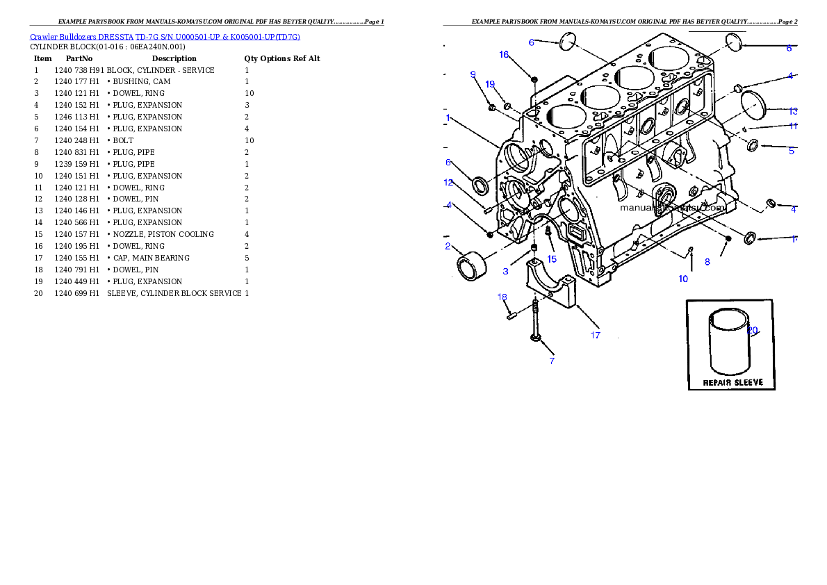 Protected: TD-7G S/N U000501-UP & K005001-UP Partsbook