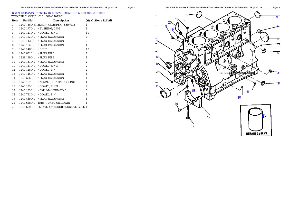 Protected: TD-8G S/N U000501-UP & K005001-UP Partsbook