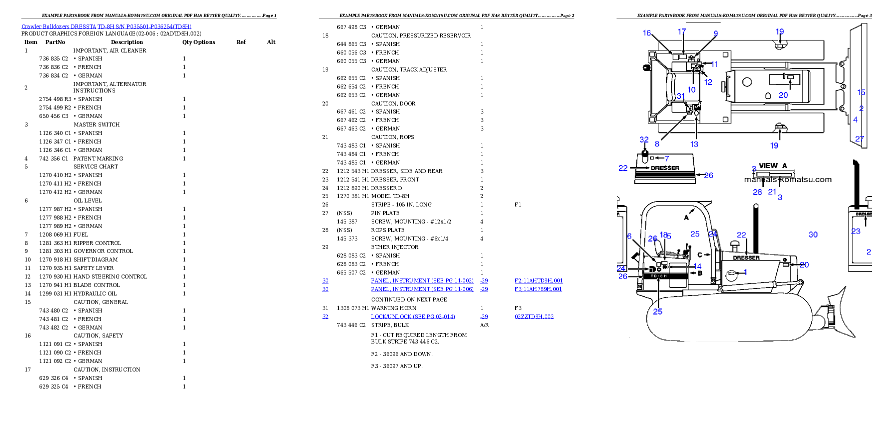 TD-8H S/N P035501-P036254 Partsbook