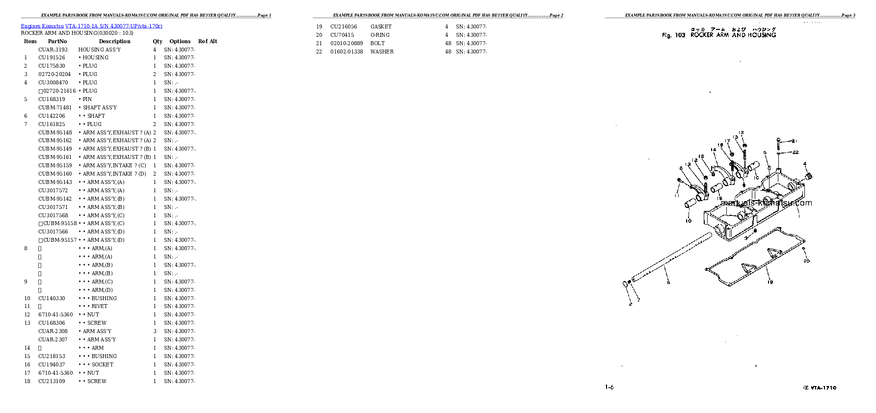 VTA-1710-1A S/N 430077-UP Partsbook