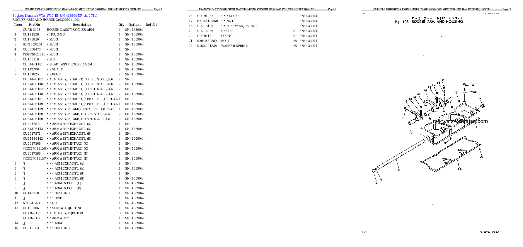 VTA-1710-1B S/N 433904-UP Partsbook