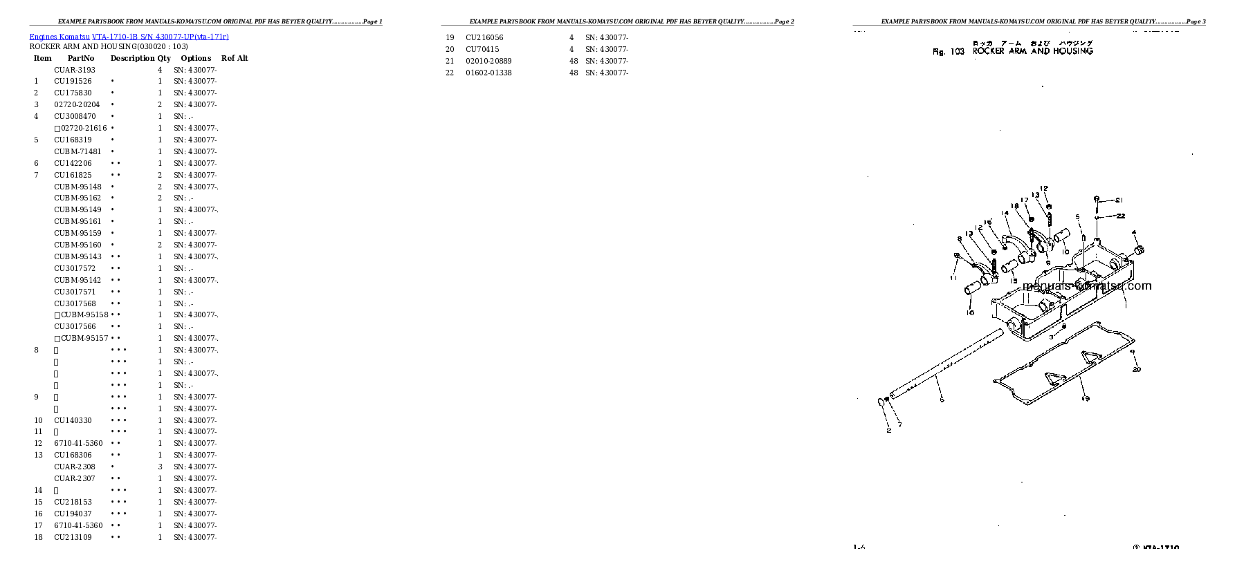 VTA-1710-1B S/N 430077-UP Partsbook