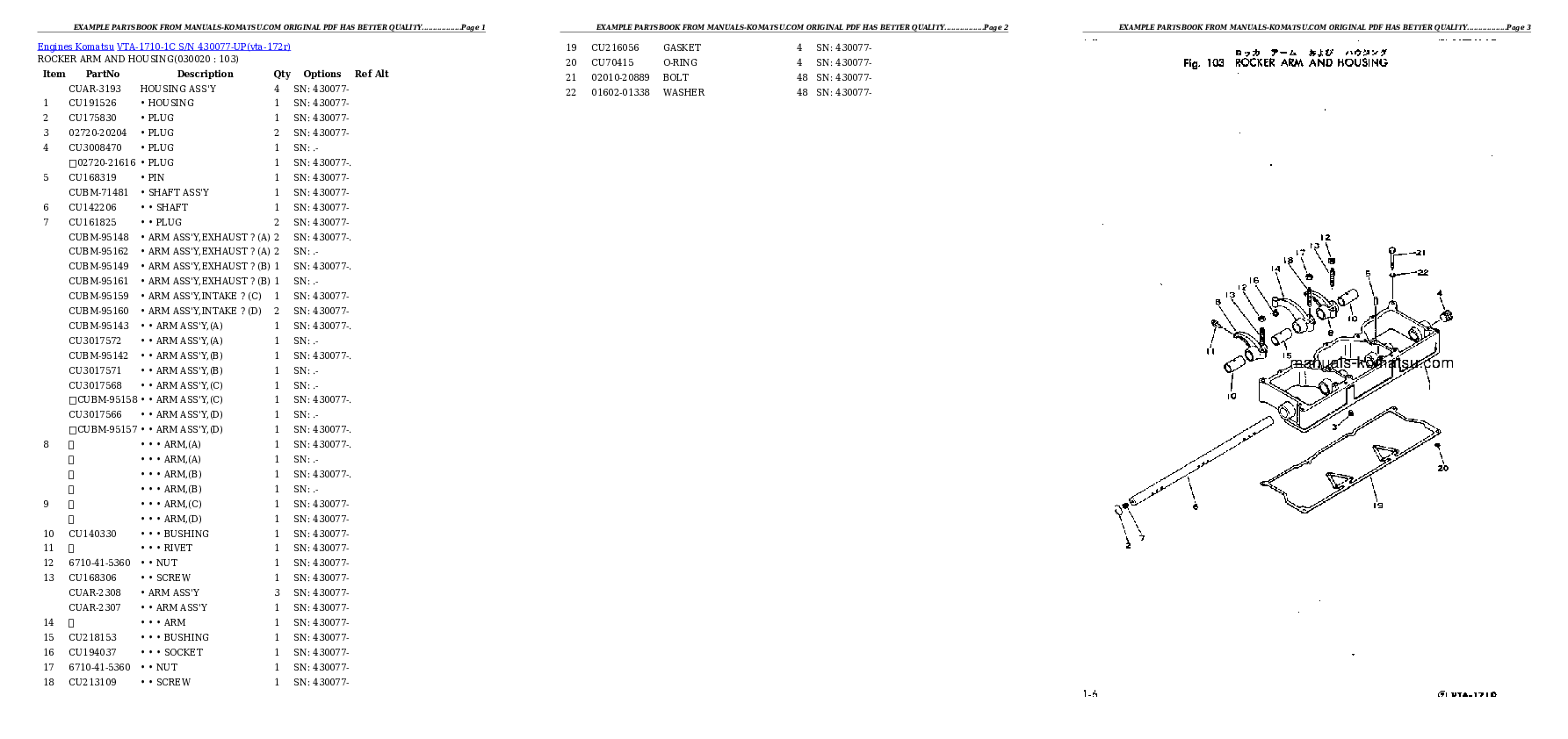 VTA-1710-1C S/N 430077-UP Partsbook