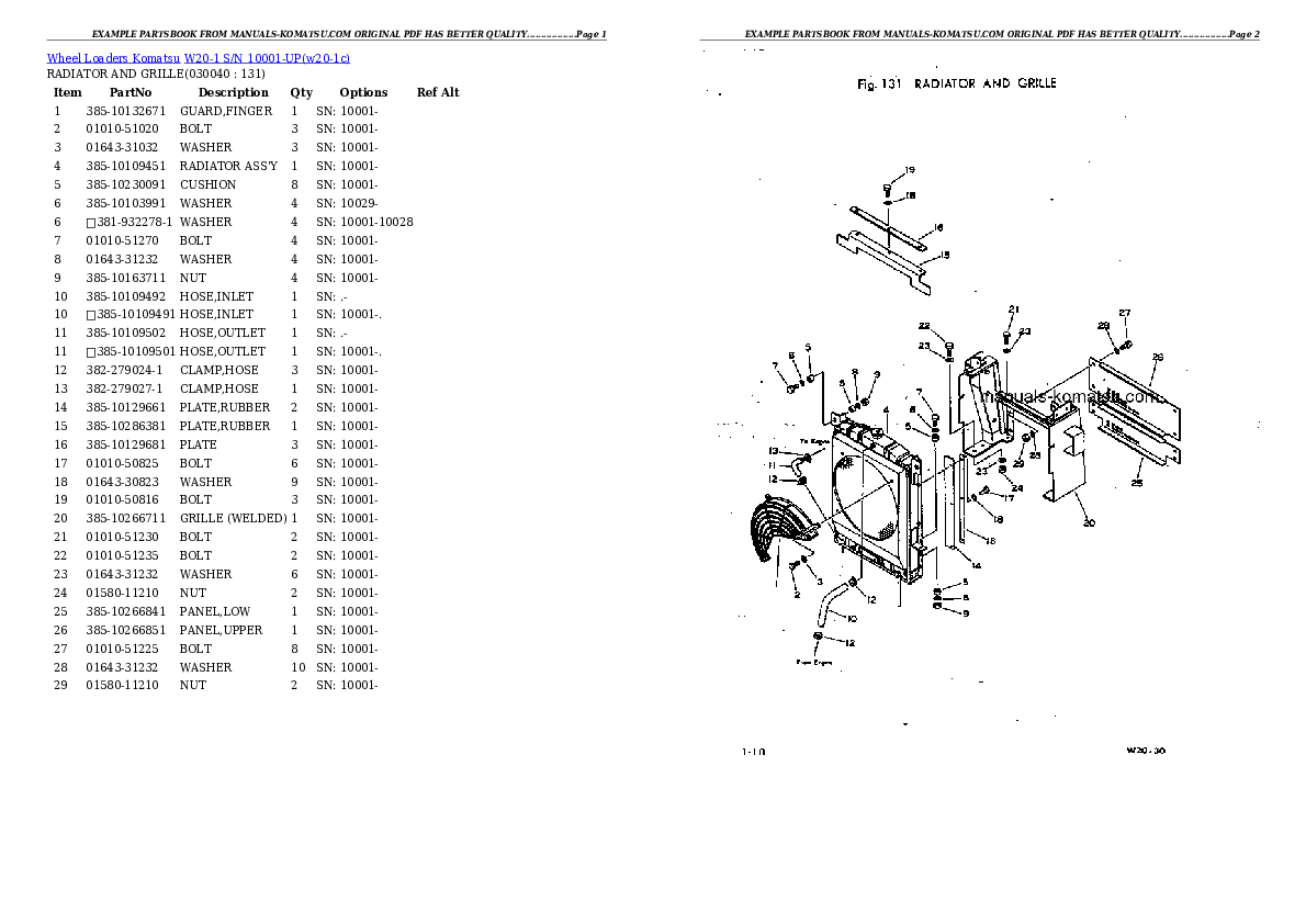 Protected: W20-1 S/N 10001-UP Partsbook