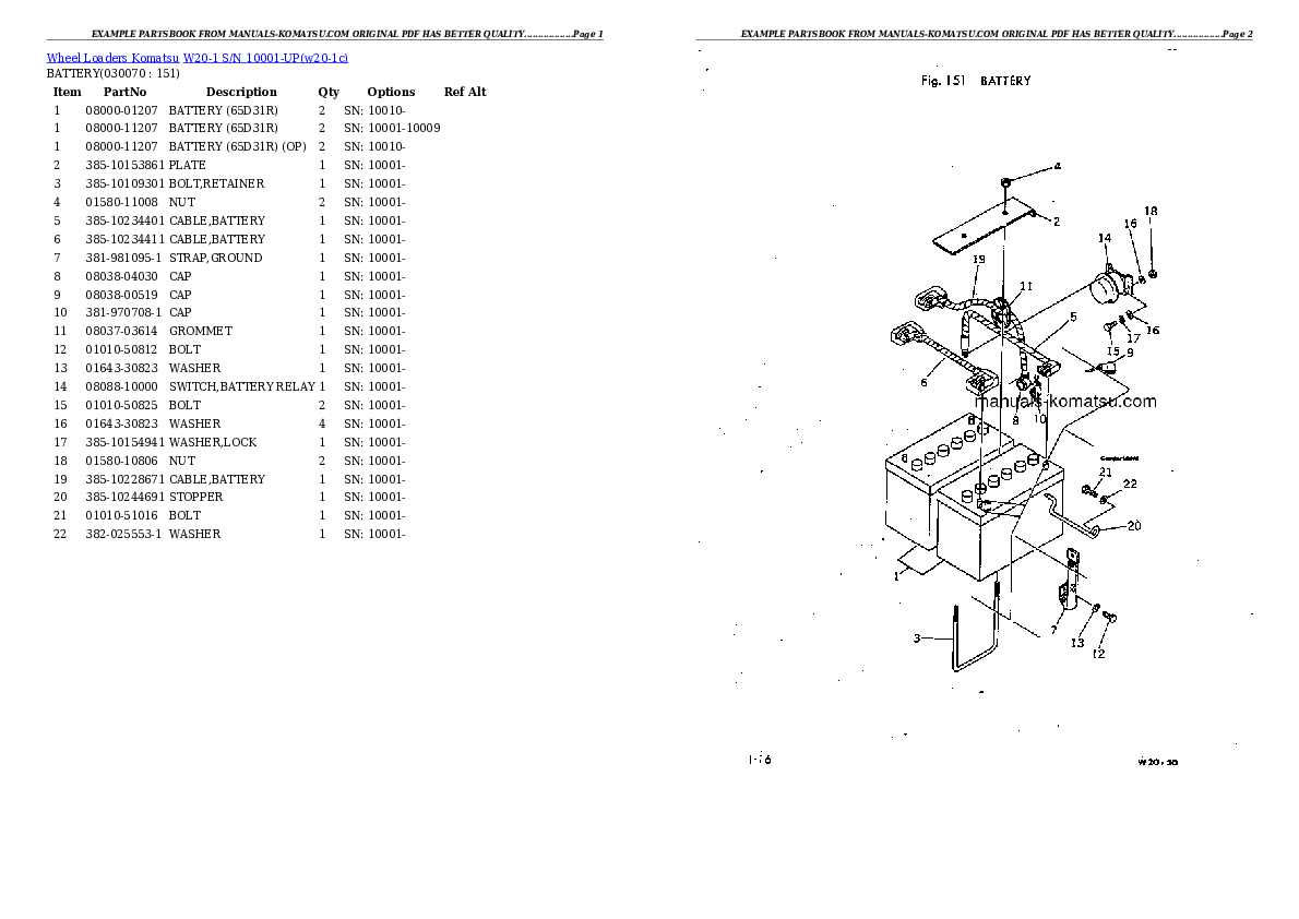 Protected: W20-1 S/N 10001-UP Partsbook