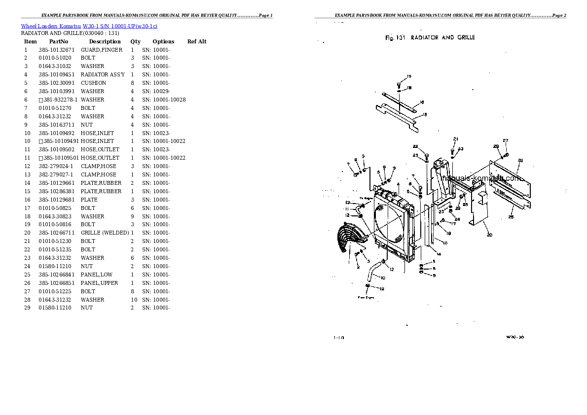 Protected: W30-1 S/N 10001-UP Partsbook